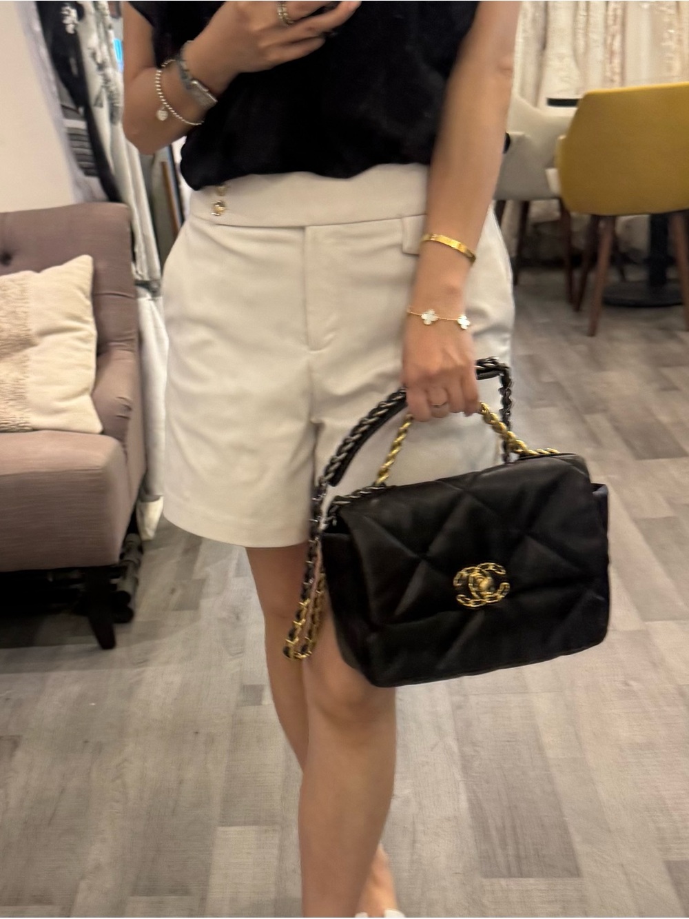 Black Quilted Chain Shoulder Bag with Gold Hardware - Designer Style